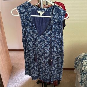 Lucky Brand Floral Blue Tank Top Size M